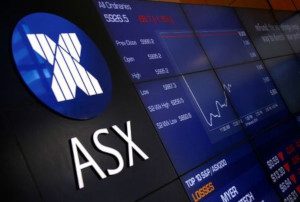 A board displaying stock prices is seen at the Australian Securities Exchange in Sydney